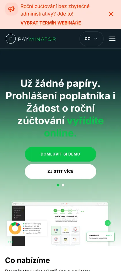 Web Payminator na mobilu