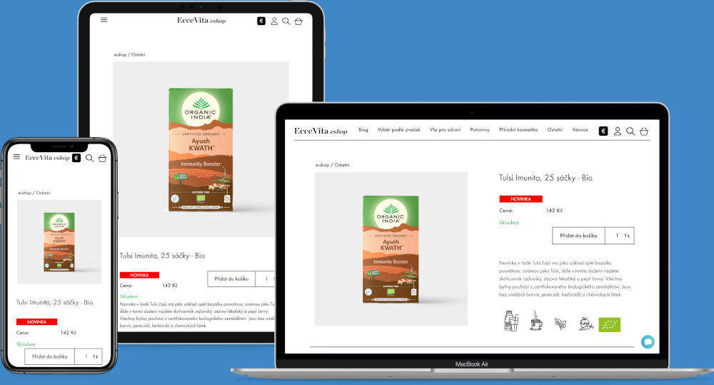 Custom e-shop design - Eccevita.cz